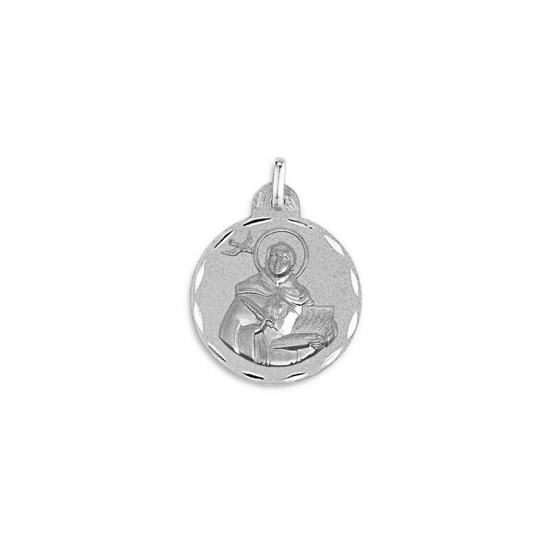 Medalla Redonda de Santo Tomás de Aquino Plata 21mm | Joyería Parejo