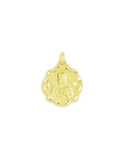 Medalla Pandereta Calada Sagrado Corazón Oro 18K | Joyería Parejo