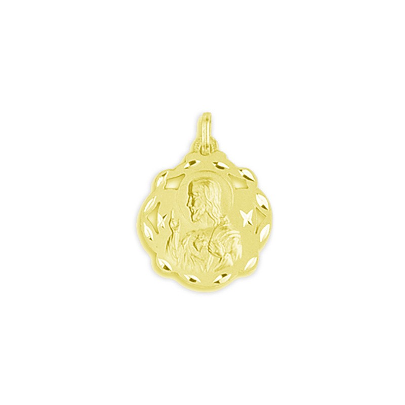 Medalla Pandereta Calada Sagrado Corazón Oro 18K | Joyería Parejo