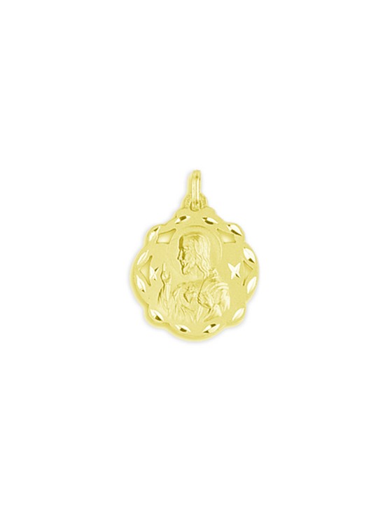 Medalla Pandereta Calada Sagrado Corazón Oro 18K | Joyería Parejo