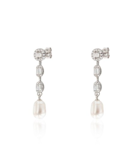 Pendientes Plata Baguette y Perla CPE1825-RD-BL | Joyería Parejo