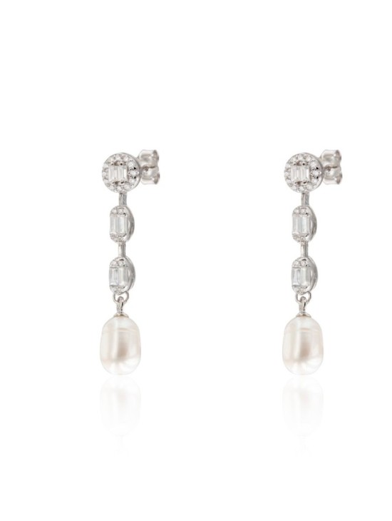 Pendientes Plata Baguette y Perla CPE1825-RD-BL | Joyería Parejo