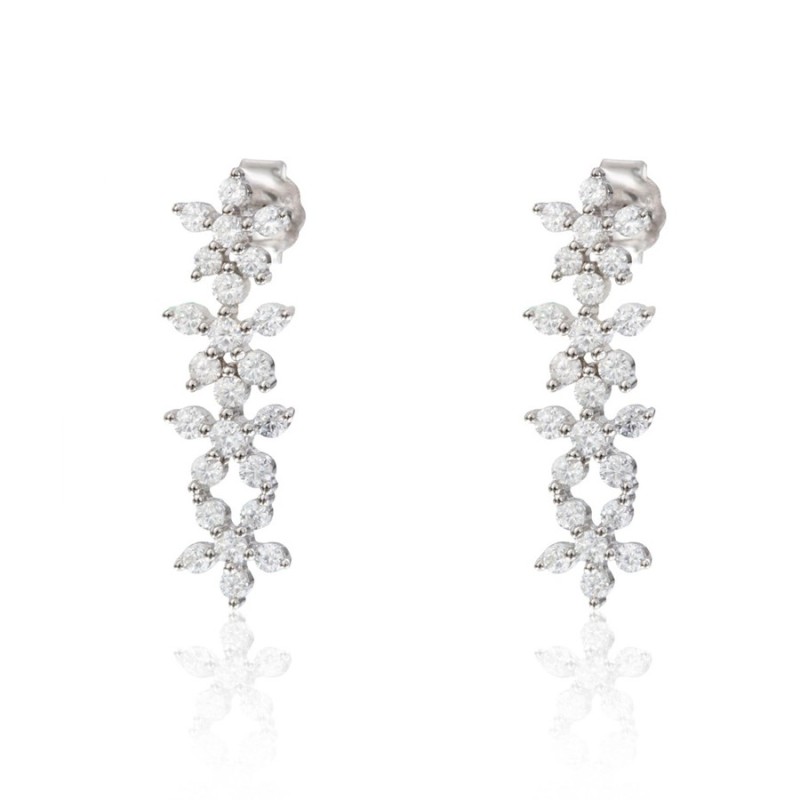 Pendientes Plata Cuatro Flores CPE1783-RD-BL | Joyería Parejo