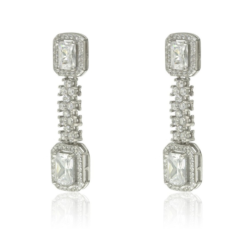 Pendientes Wedding Plata Dos Piedras CPE1388-RD-BL | Joyería Parejo
