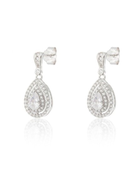 Pendientes Plata Gota Piedra Central CPE1730-RD-BL | Joyería Parejo