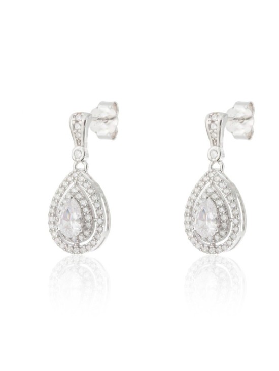 Pendientes Plata Gota Piedra Central CPE1730-RD-BL | Joyería Parejo