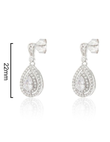 Pendientes Plata Gota Piedra Central CPE1730-RD-BL | Joyería Parejo