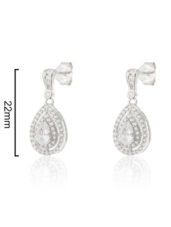 Pendientes Plata Gota Piedra Central CPE1730-RD-BL | Joyería Parejo