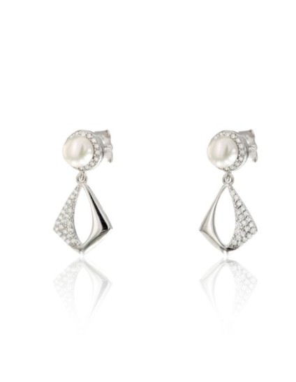 Pendientes Plata Perla Circonitas CPE1828-RD-BL | Joyería Parejo