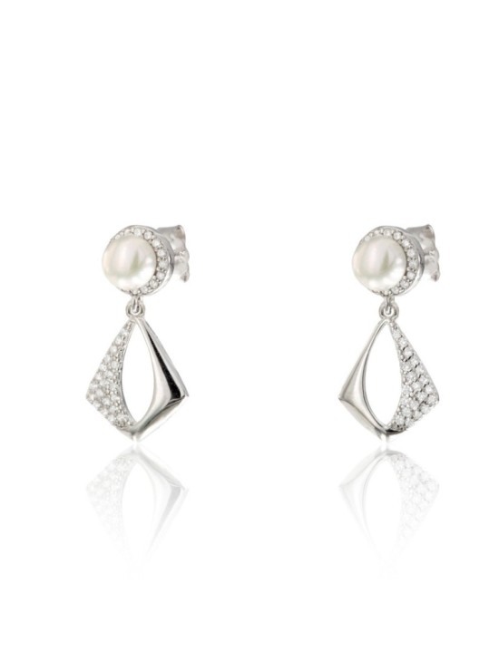 Pendientes Plata Perla Circonitas CPE1828-RD-BL | Joyería Parejo