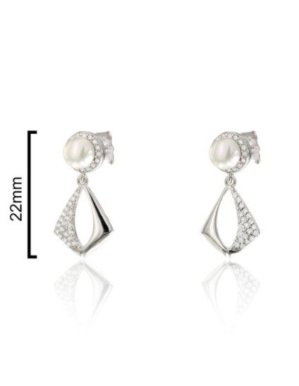 Pendientes Plata Perla Circonitas CPE1828-RD-BL | Joyería Parejo