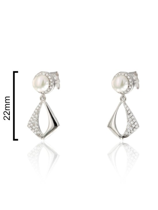 Pendientes Plata Perla Circonitas CPE1828-RD-BL | Joyería Parejo
