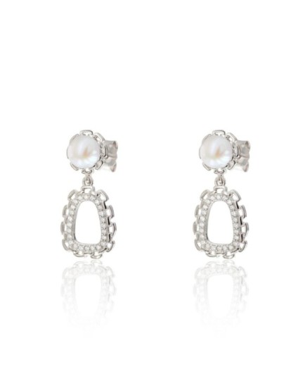 Pendientes Plata Perla Circonitas CPE1827-RD-BL | Joyería Parejo