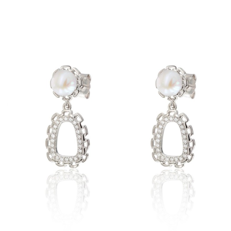 Pendientes Plata Perla Circonitas CPE1827-RD-BL | Joyería Parejo