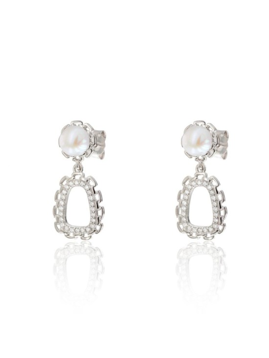Pendientes Plata Perla Circonitas CPE1827-RD-BL | Joyería Parejo