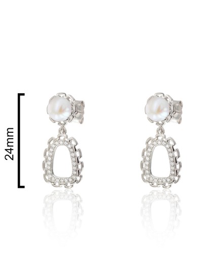 Pendientes Plata Perla Circonitas CPE1827-RD-BL | Joyería Parejo