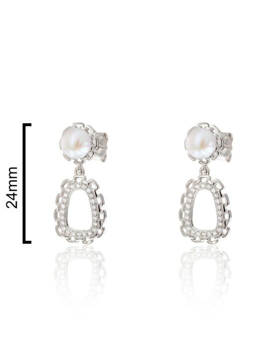 Pendientes Plata Perla Circonitas CPE1827-RD-BL | Joyería Parejo