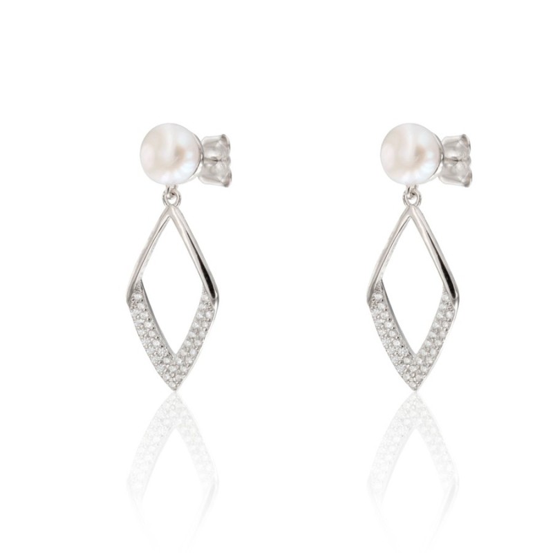 Pendientes Plata Rombo Circonitas CPE1826-RD-BL | Joyería Parejo