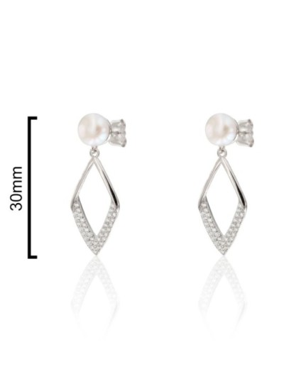 Pendientes Plata Rombo Circonitas CPE1826-RD-BL | Joyería Parejo