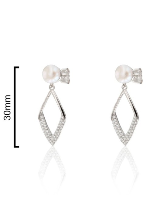 Pendientes Plata Rombo Circonitas CPE1826-RD-BL | Joyería Parejo