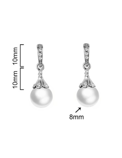 Pendientes Soulmate Plata Circonitas Perla CPE1430 | Joyería Parejo