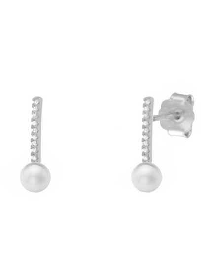 Pendientes Soulmate Plata Circonitas Perla CPE1426 | Joyería Parejo