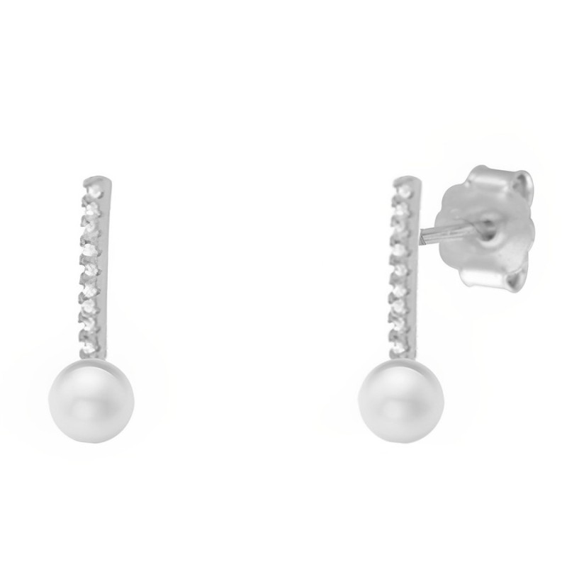 Pendientes Soulmate Plata Circonitas Perla CPE1426 | Joyería Parejo