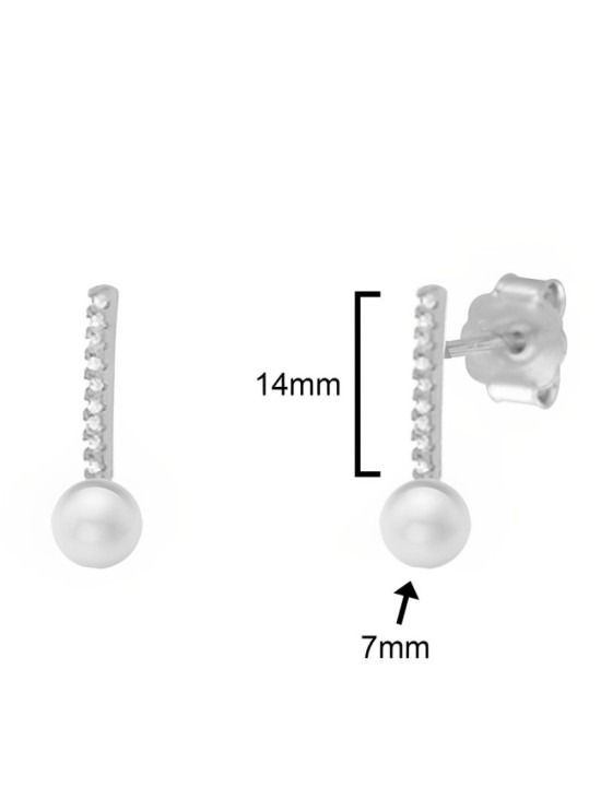 Pendientes Soulmate Plata Circonitas Perla CPE1426 | Joyería Parejo