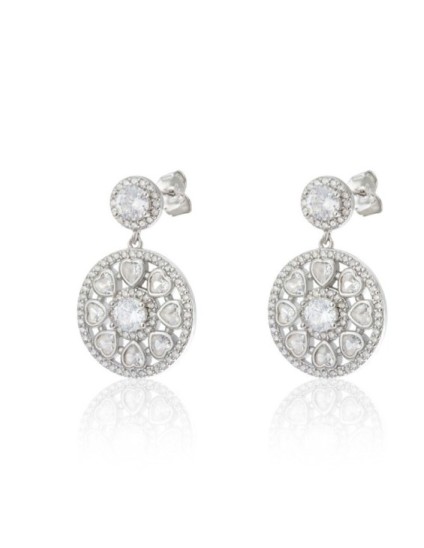 Pendientes Plata Circular Corazones CPE1735-RD-BL | Joyería Parejo