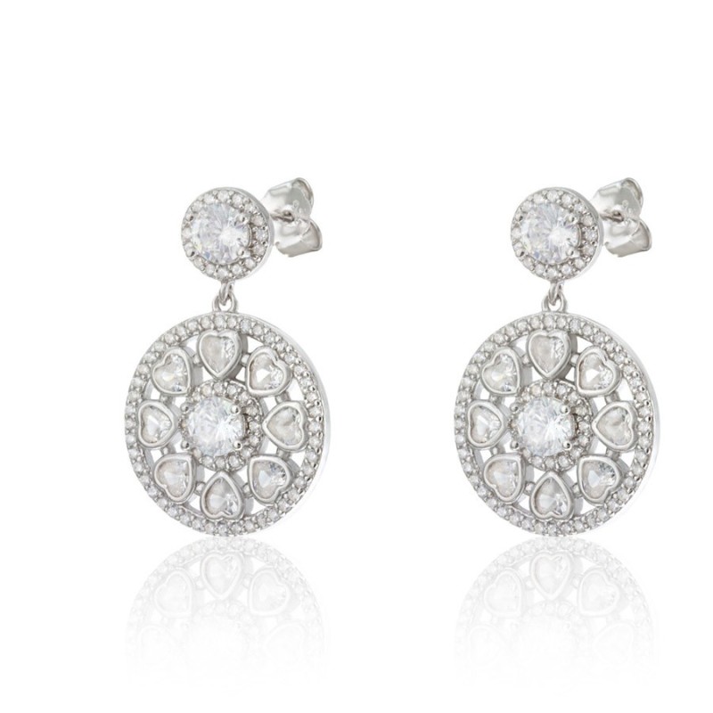 Pendientes Plata Circular Corazones CPE1735-RD-BL | Joyería Parejo