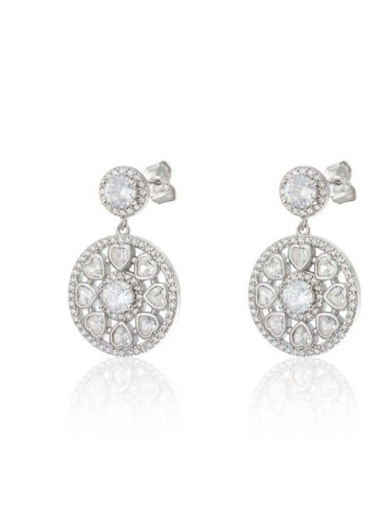 Pendientes Plata Circular Corazones CPE1735-RD-BL | Joyería Parejo