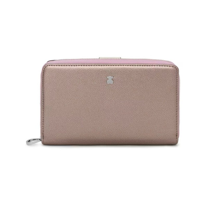 Billetera Tous Mediana New Dubai Plateada Saffiano | Joyería Parejo
