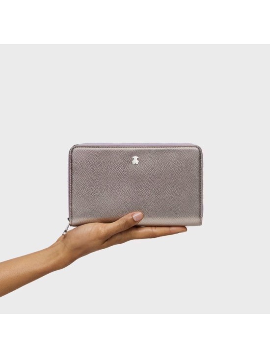 Billetera Tous Mediana New Dubai Plateada Saffiano | Joyería Parejo