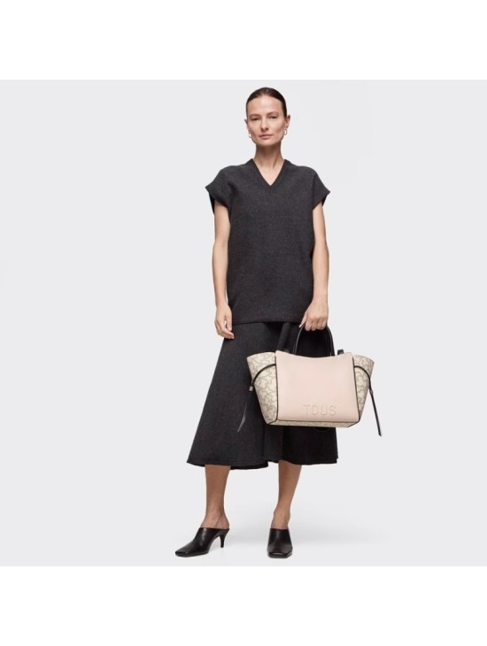Bolso Tous City Mediano Beige y Negro Kaos Icon | Joyería Parejo