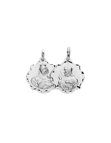 Medalla Calada V. del Carmen - Sagrado Corazón Plata | Joyería Parejo