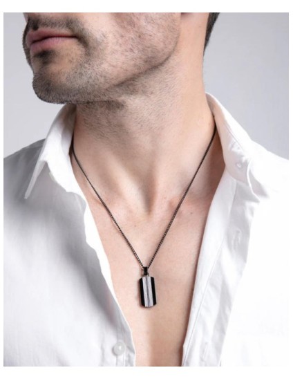 Collar Viceroy 14119C01010 Hombre IP Negro - Placa | Joyería Parejo