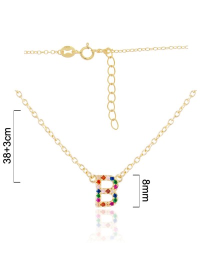 Gargantilla Iniciales Plata Dorada Circonitas de Colores CGA0265-DO Mujer