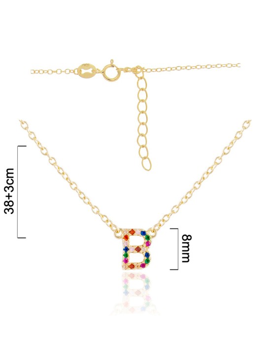 Gargantilla Iniciales Plata Dorada Circonitas de Colores CGA0265-DO Mujer
