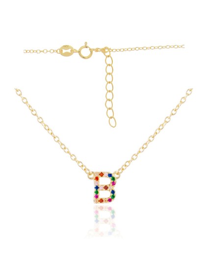 Gargantilla Iniciales Plata Dorada Circonitas de Colores CGA0265-DO Mujer