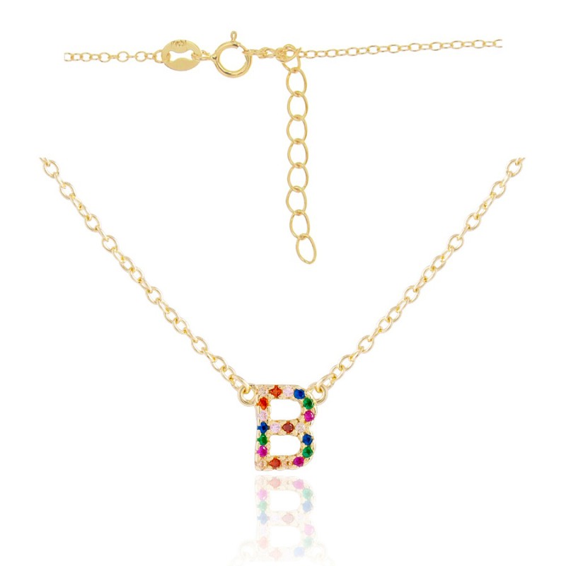 Gargantilla Iniciales Plata Dorada Circonitas de Colores CGA0265-DO Mujer