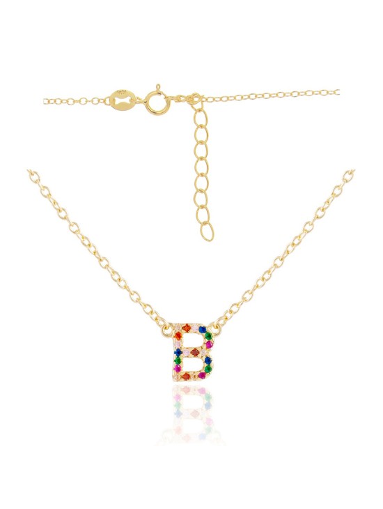 Gargantilla Iniciales Plata Dorada Circonitas de Colores CGA0265-DO Mujer