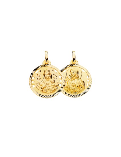 Escapulario Calada Borde Carmen - Sagrado Corazón Oro | Joyería Parejo