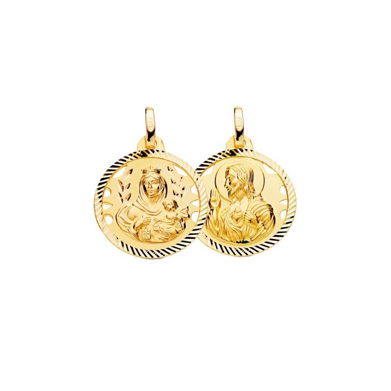 Escapulario Calada Borde Carmen - Sagrado Corazón Oro | Joyería Parejo