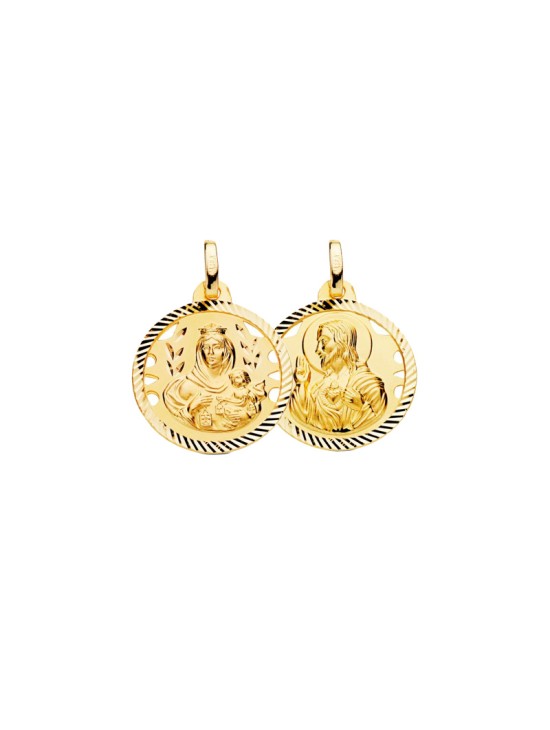 Escapulario Calada Borde Carmen - Sagrado Corazón Oro | Joyería Parejo