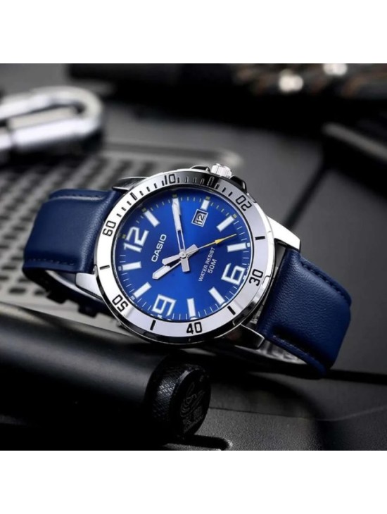 Reloj Casio MTP-VD01L-2BV Azul Correa Piel | Joyería Parejo