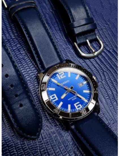 Reloj Casio MTP-VD01L-2BV Azul Correa Piel | Joyería Parejo