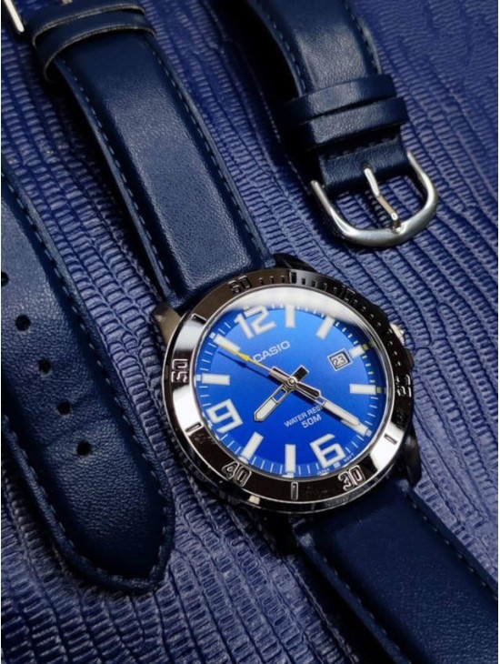 Reloj Casio MTP-VD01L-2BV Azul Correa Piel | Joyería Parejo