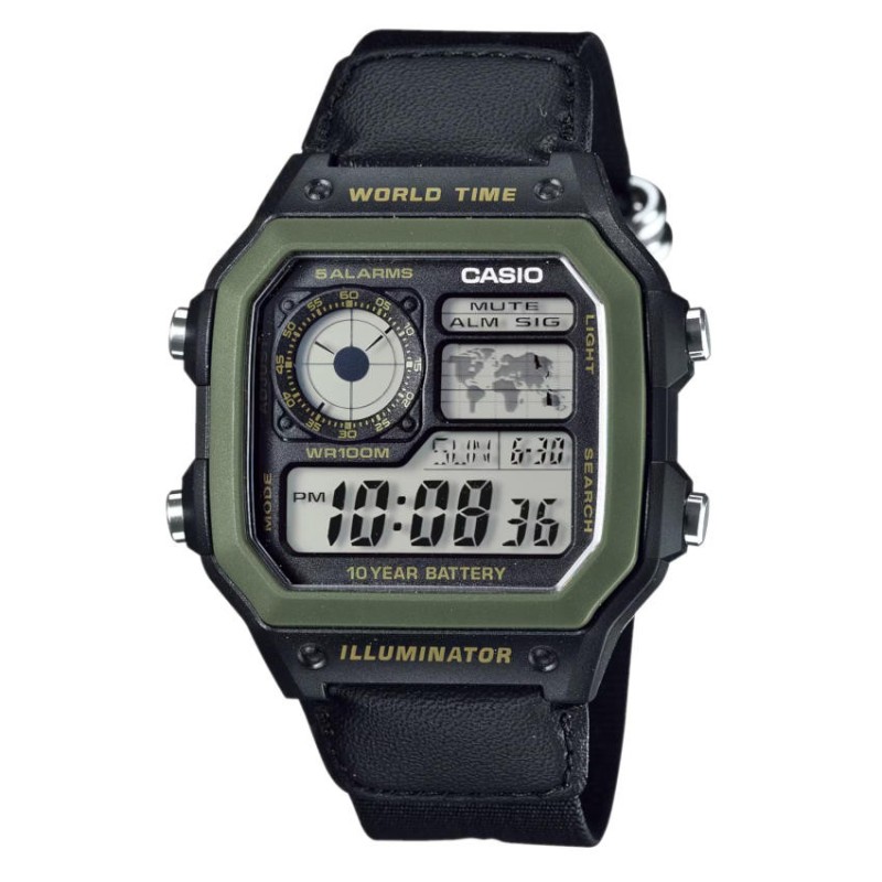 Reloj Casio AE-1200WHB-1BVDF Verde Correa de Piel | Joyería Parejo
