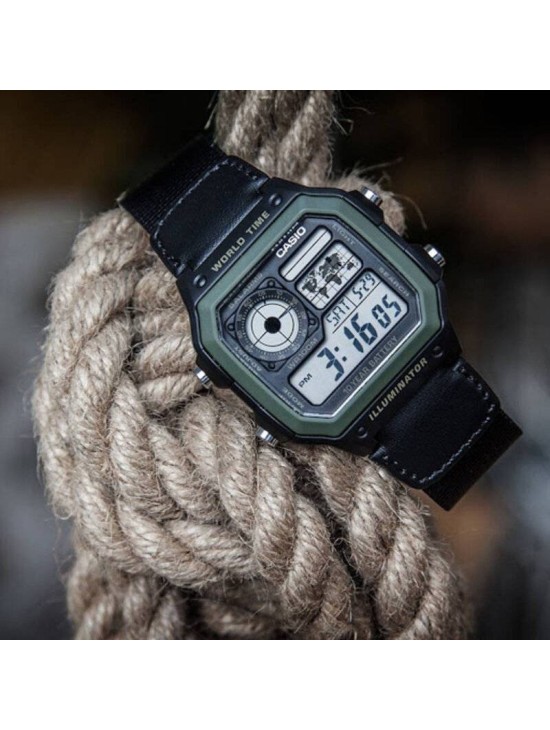 Reloj Casio AE-1200WHB-1BVDF Verde Correa de Piel | Joyería Parejo