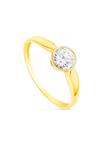 Anillo Solitario Mujer Oro 18K Circonita 6 mm | Joyería Parejo